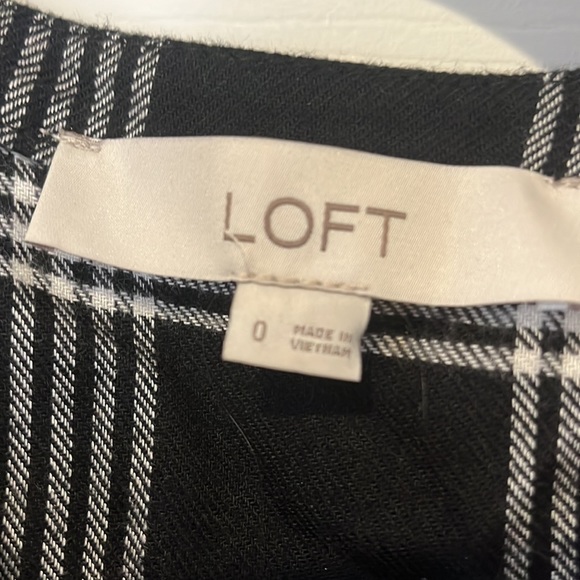 Loft checkered long sleeve flutter dress - Picture 4 of 7